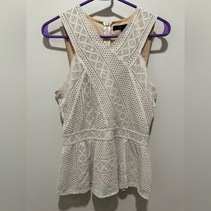 BCBGMAXAZRIA Hanne Lace Peplum Top